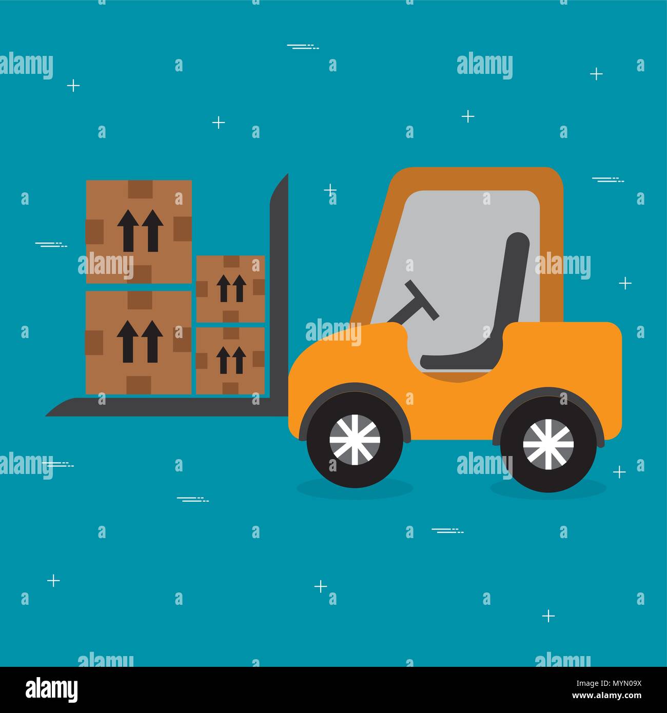 forklift vehicle with boxes logistic services vector illustration ...