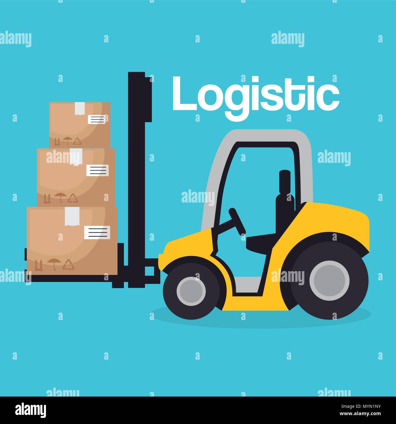 forklift vehicle with boxes logistic services vector illustration ...