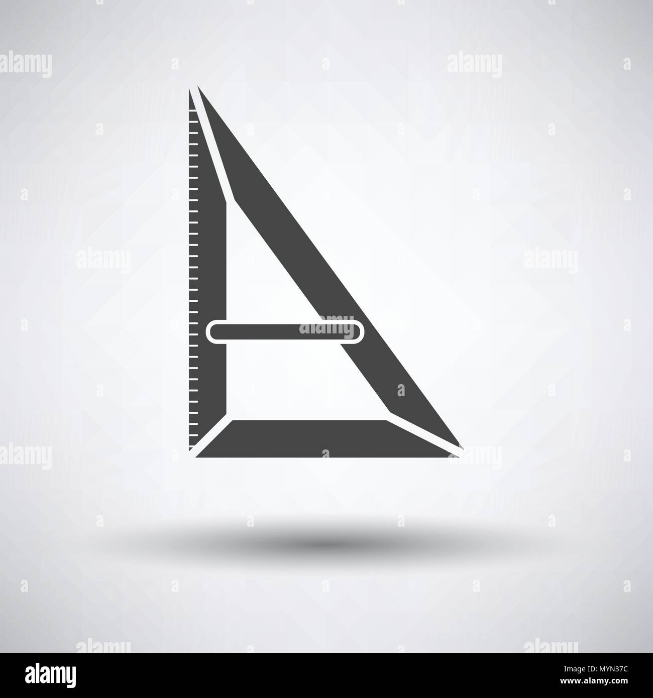 Triangle icon on gray background, round shadow. Vector illustration. Stock Vector