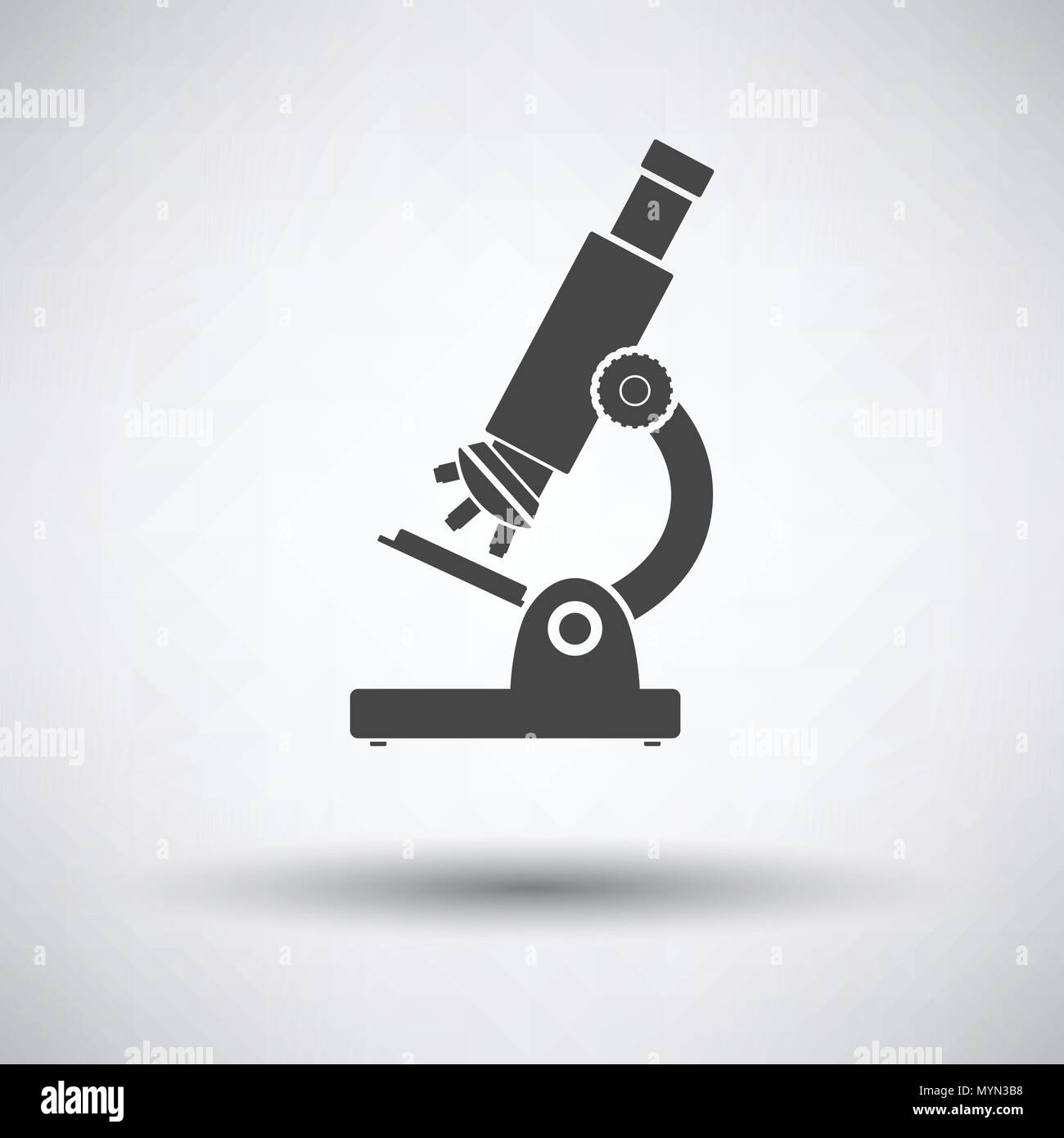School microscope icon on gray background, round shadow. Vector ...