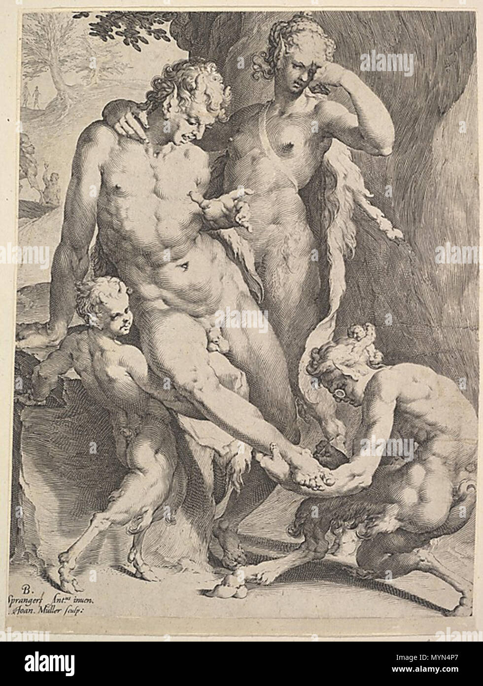 . English: Oreads Removing a Thorn from a Satyr's Foot Bartholomeus Spranger (Netherlandish, Antwerp 1546–1611 Prague) Date: ca. 1602 . 1 October 2012, 15:06:23. Bartholomeus Spranger (Netherlandish, Antwerp 1546–1611 Prague) 399 Oreads Removing a Thorn by Bartholomeus Spranger Stock Photo
