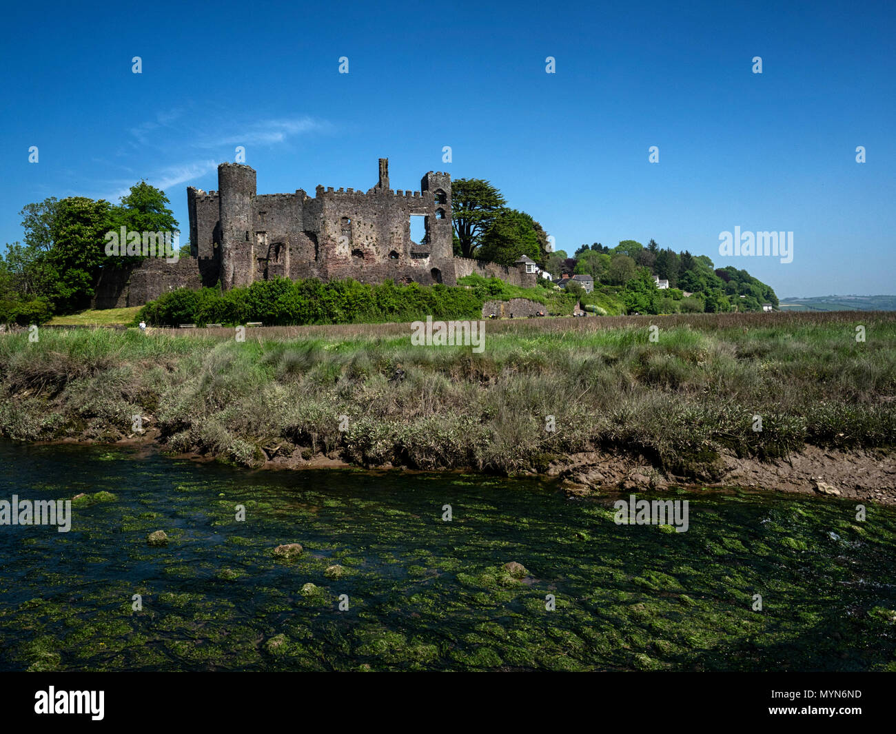 Laugharne castle, south coast of Carmarthenshire, Wales, on the estuary