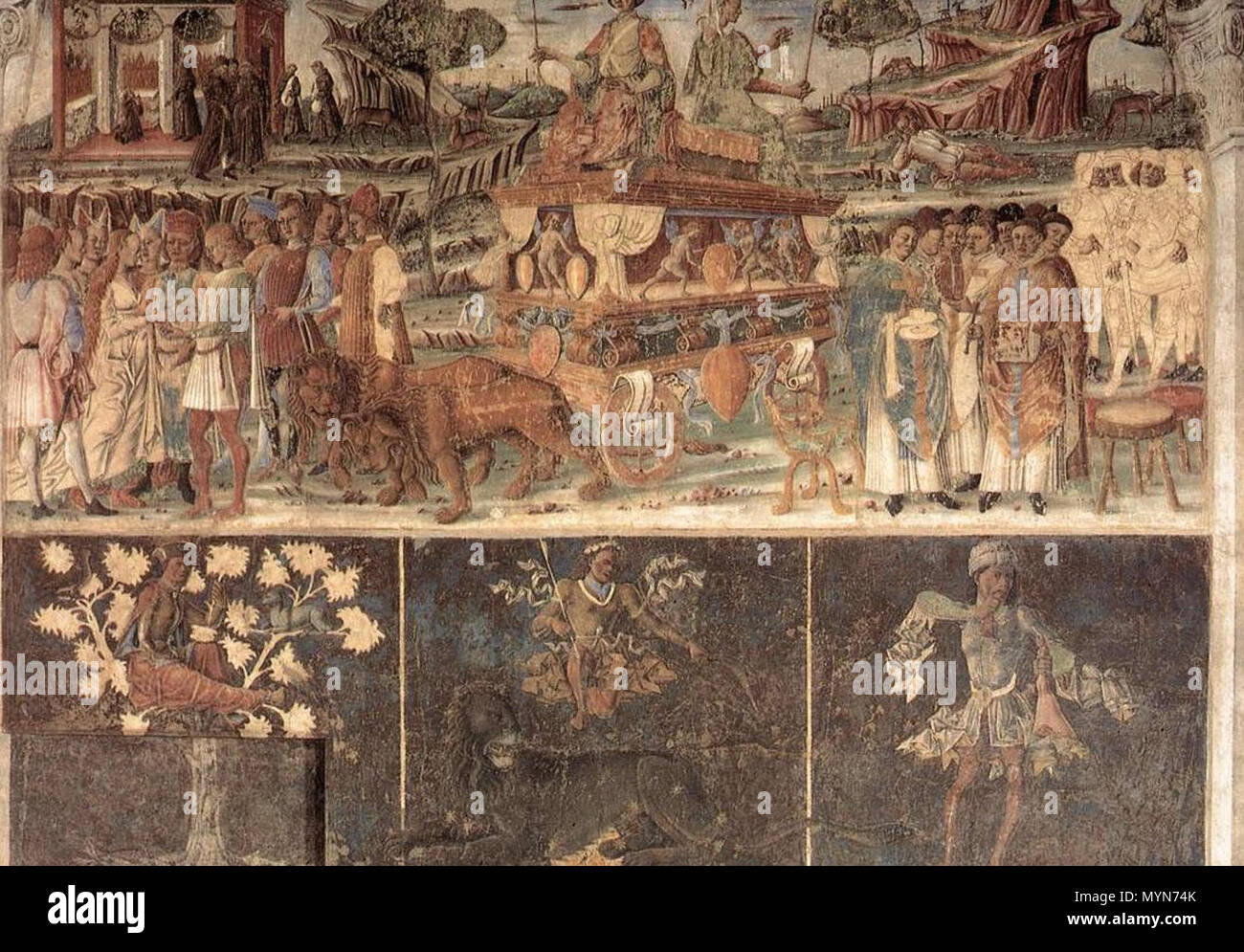 Allegory of July: Triumph of Jupiter 1476-84 Fresco, 216 x 320 cm Palazzo  Schifanoia, Ferrara . 14th century. various 406 Palazzo Schifanoia July  Stock Photo - Alamy