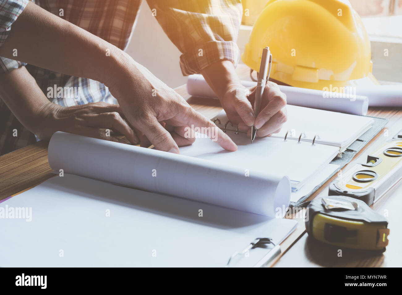 Architect engineer working concept and construction tools or safety ...