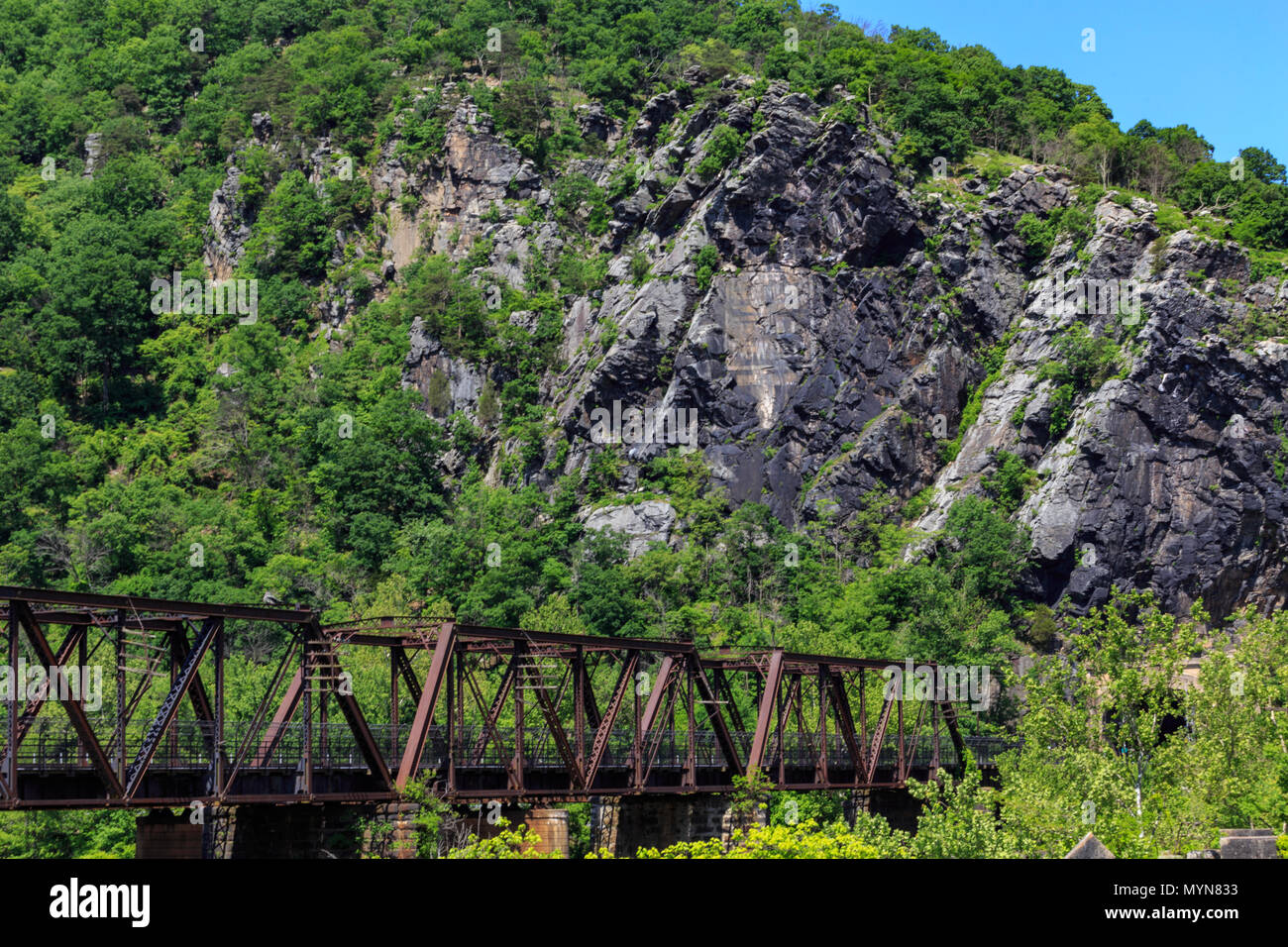 Harpers Ferry, WV, USA May 24, 2018 The Harpers Ferry Bridge at the