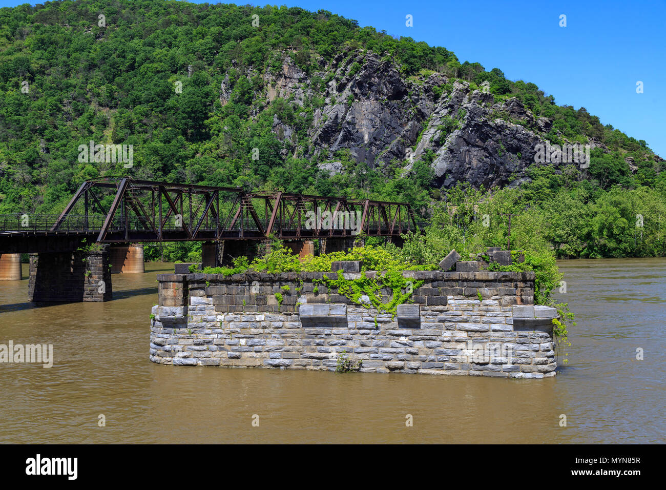 Harpers Ferry, WV, USA May 24, 2018 The Harpers Ferry Bridge at the