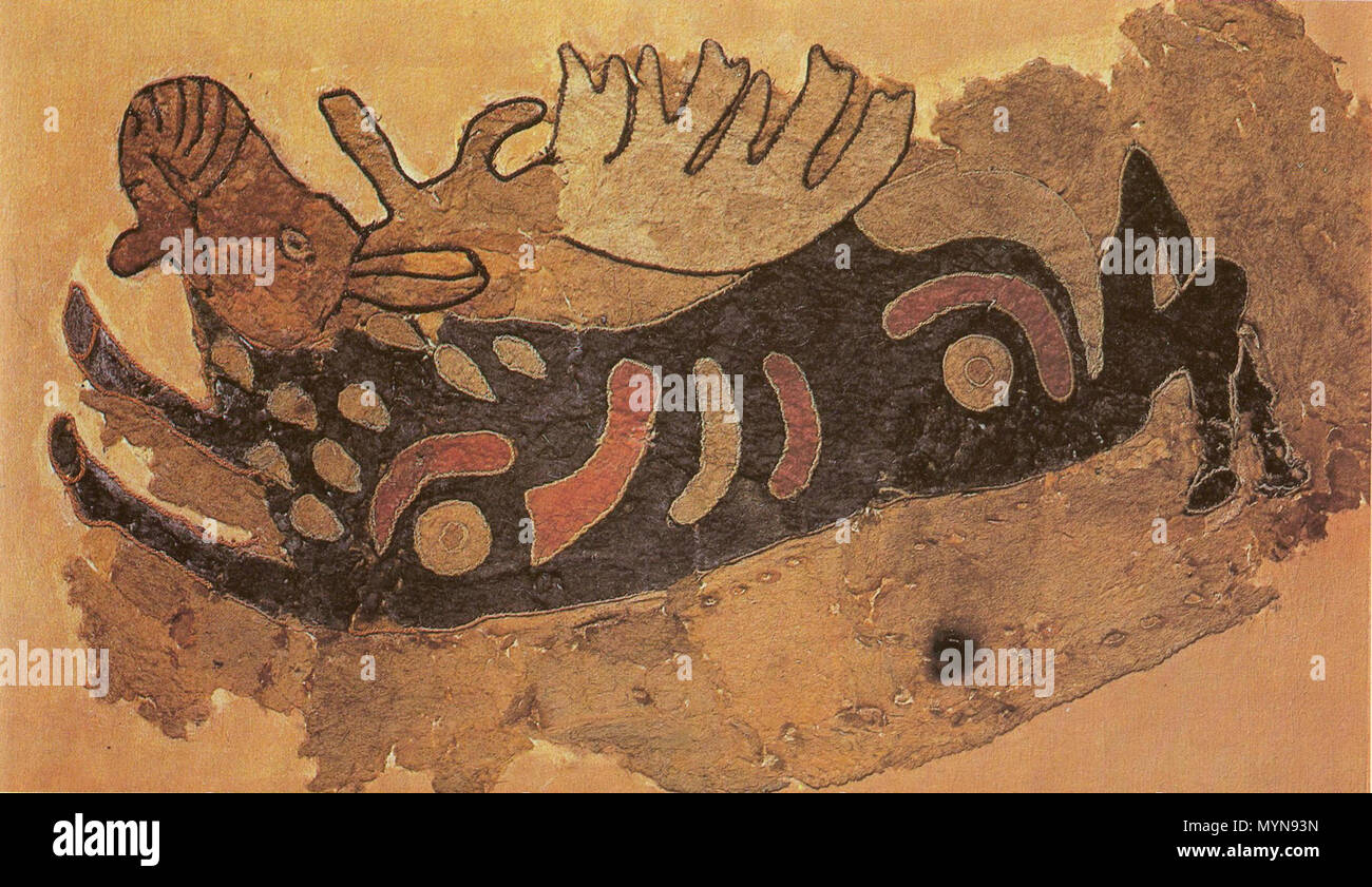 . saddlecloth depicting an elk from Pasyryk, Altay Mountains . first millenium B.C.. User:Schreiber 413 Pazyryk saddlecloth Stock Photo