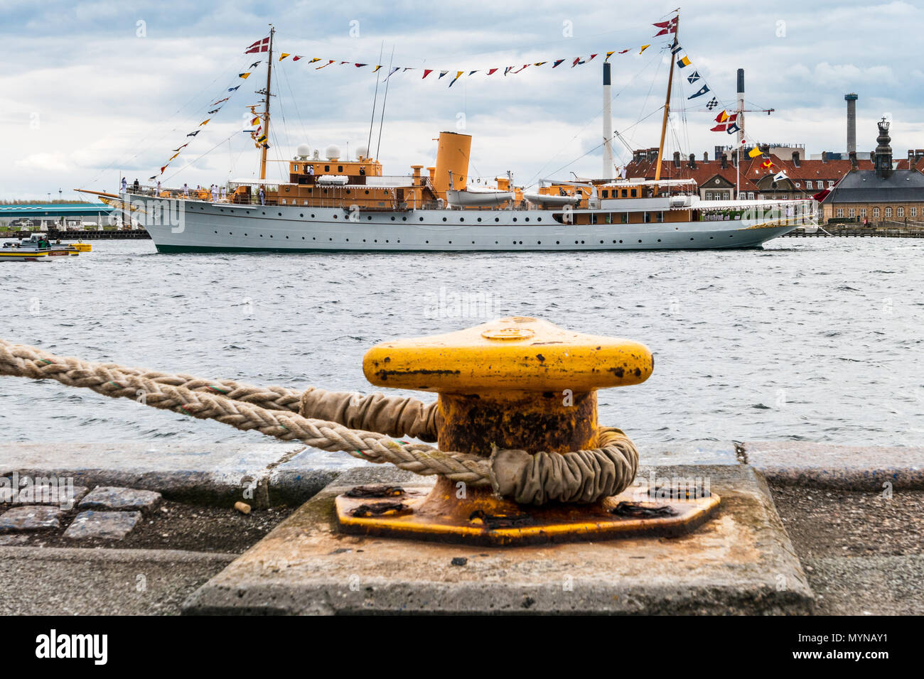 The Royal Danish Yacht 'Dannebrog' in Port of Copenhagen Stock Photo