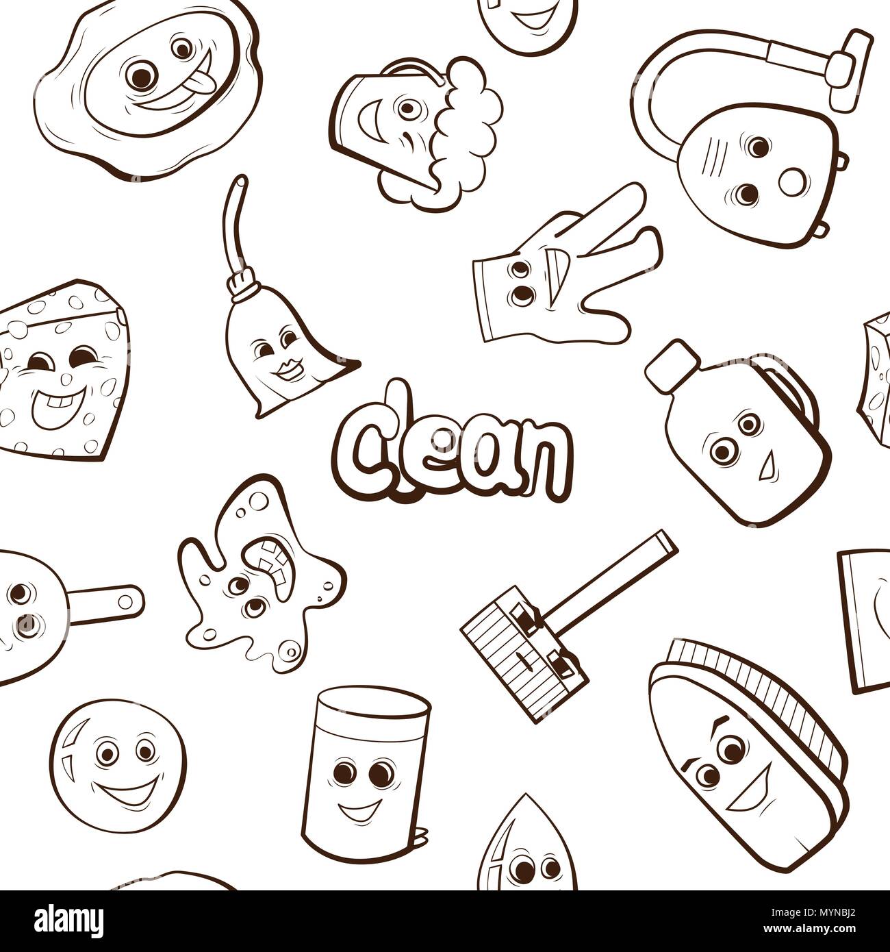 Cartoon items for cleaning Stock Vector