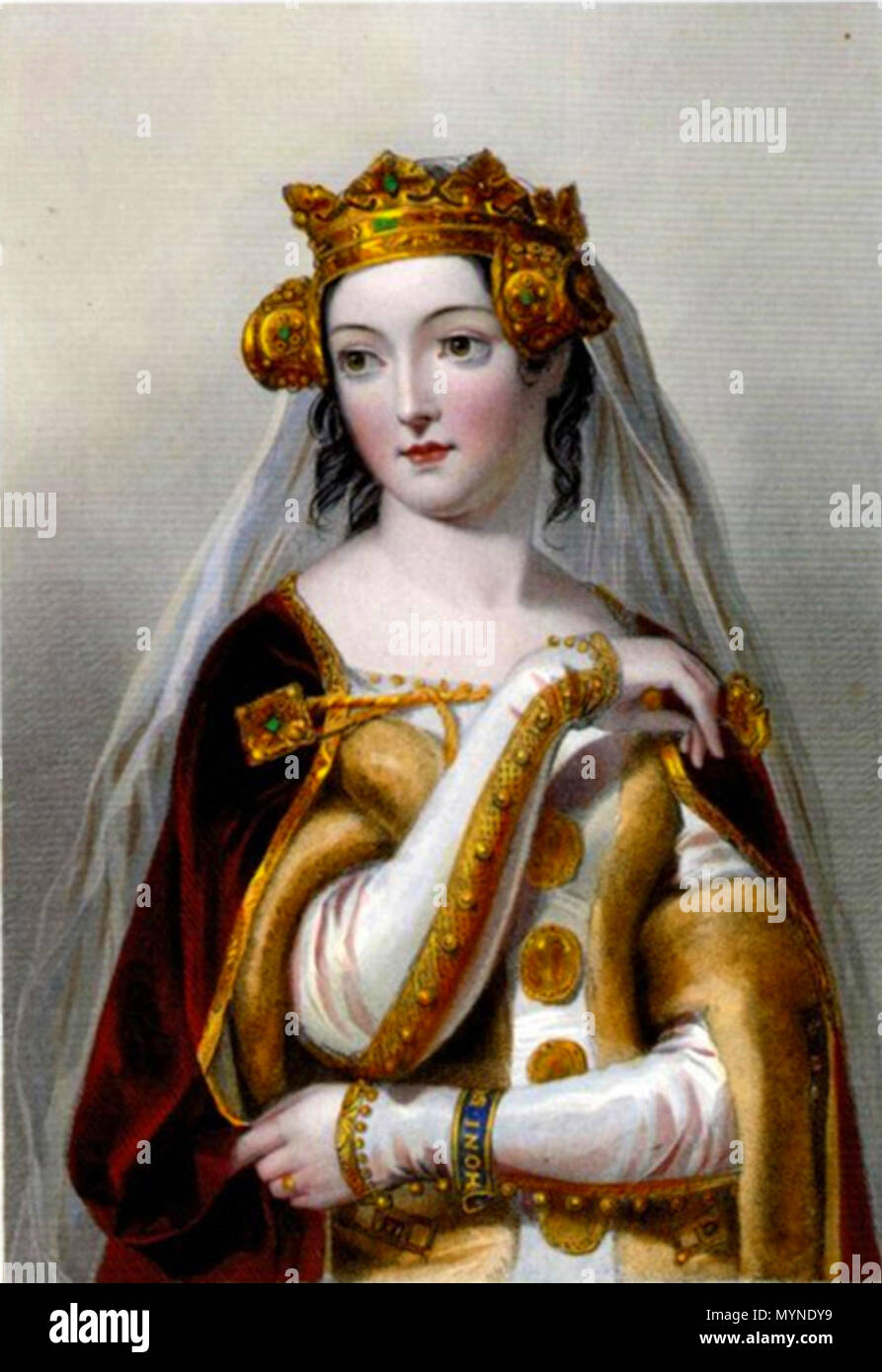 . Français : Philippa de Hainaut, reine consort d'Angleterre . 7 May 2015. engraved by W. H. Mote (1803-1871) after an illustration by J.W. Wright 419 Philippa of Hainault, Queen consort of England Stock Photo