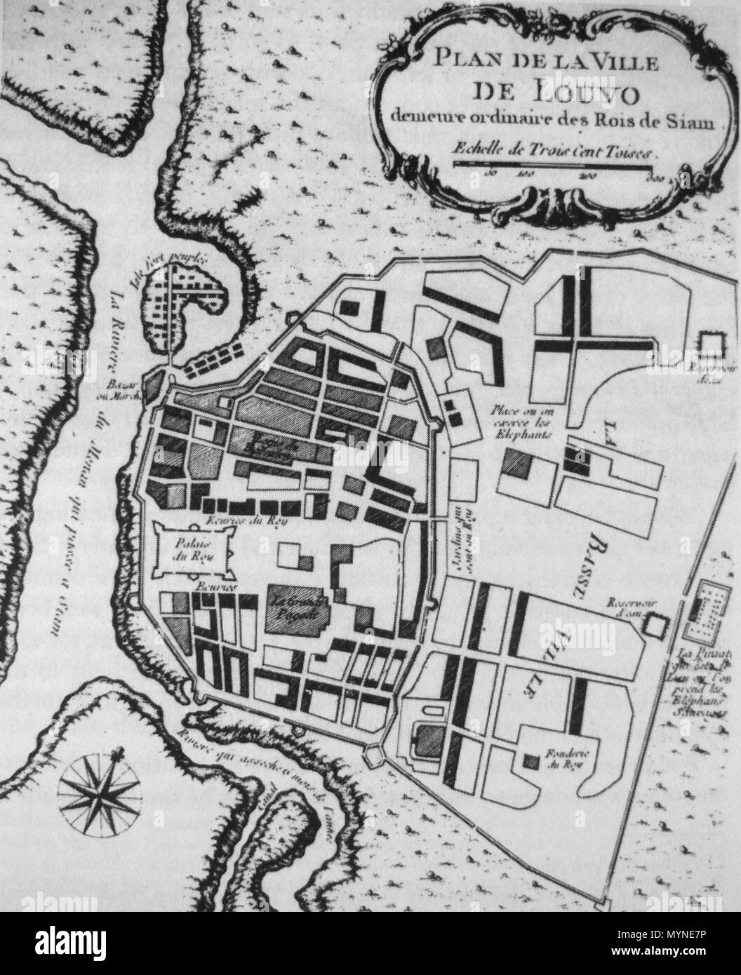 343 Map of Lopburi Late 17th century Stock Photo