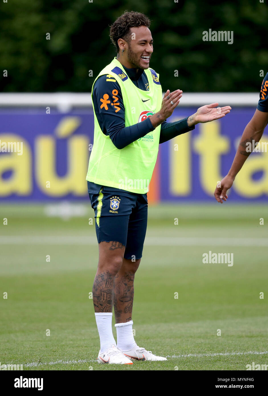 Brazil's Neymar during the training session at Enfield Training
