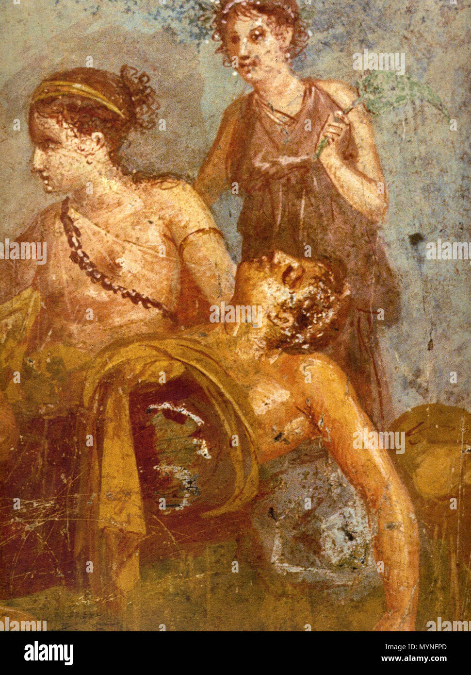 . English Roman fresco with banquet scene (detail) from the Casa dei