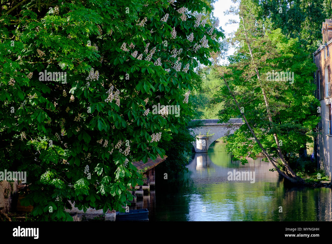 River Eure in the old town of Chartres France Stock Photo