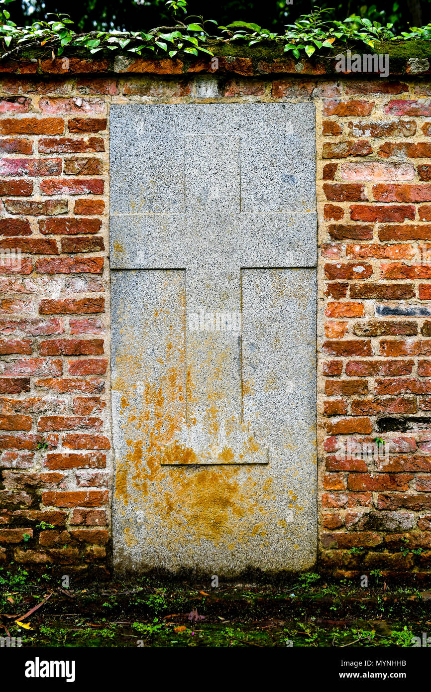 stone relief red bricks Stock Photo