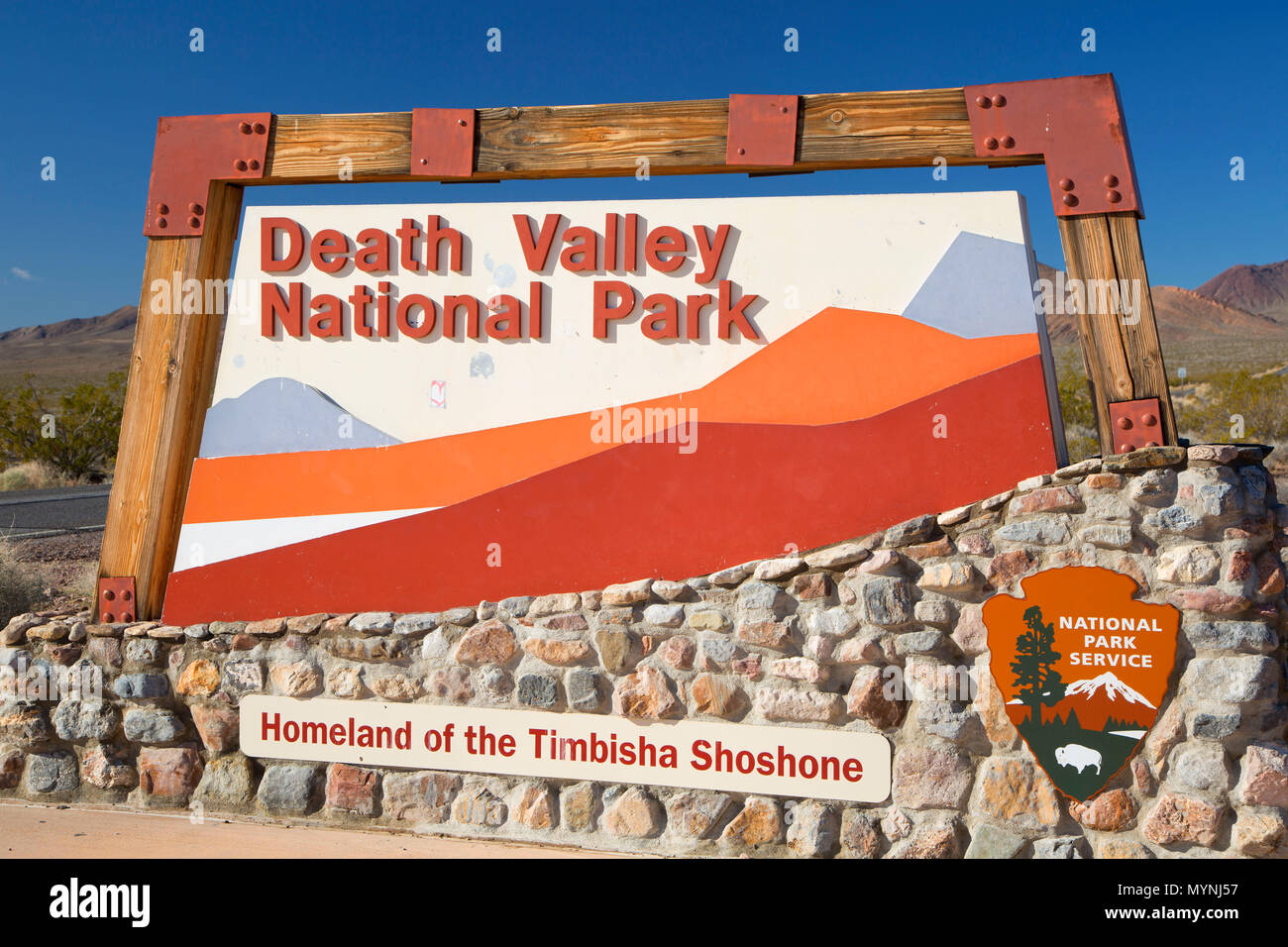 Entrance sign, Death Valley National Park, California Stock Photo