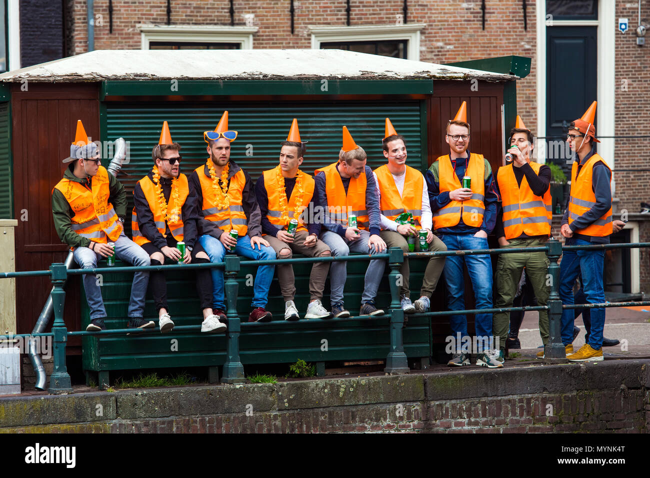 People on the street celebrate King's day in Amsterdam city, Netherlands Stock Photo