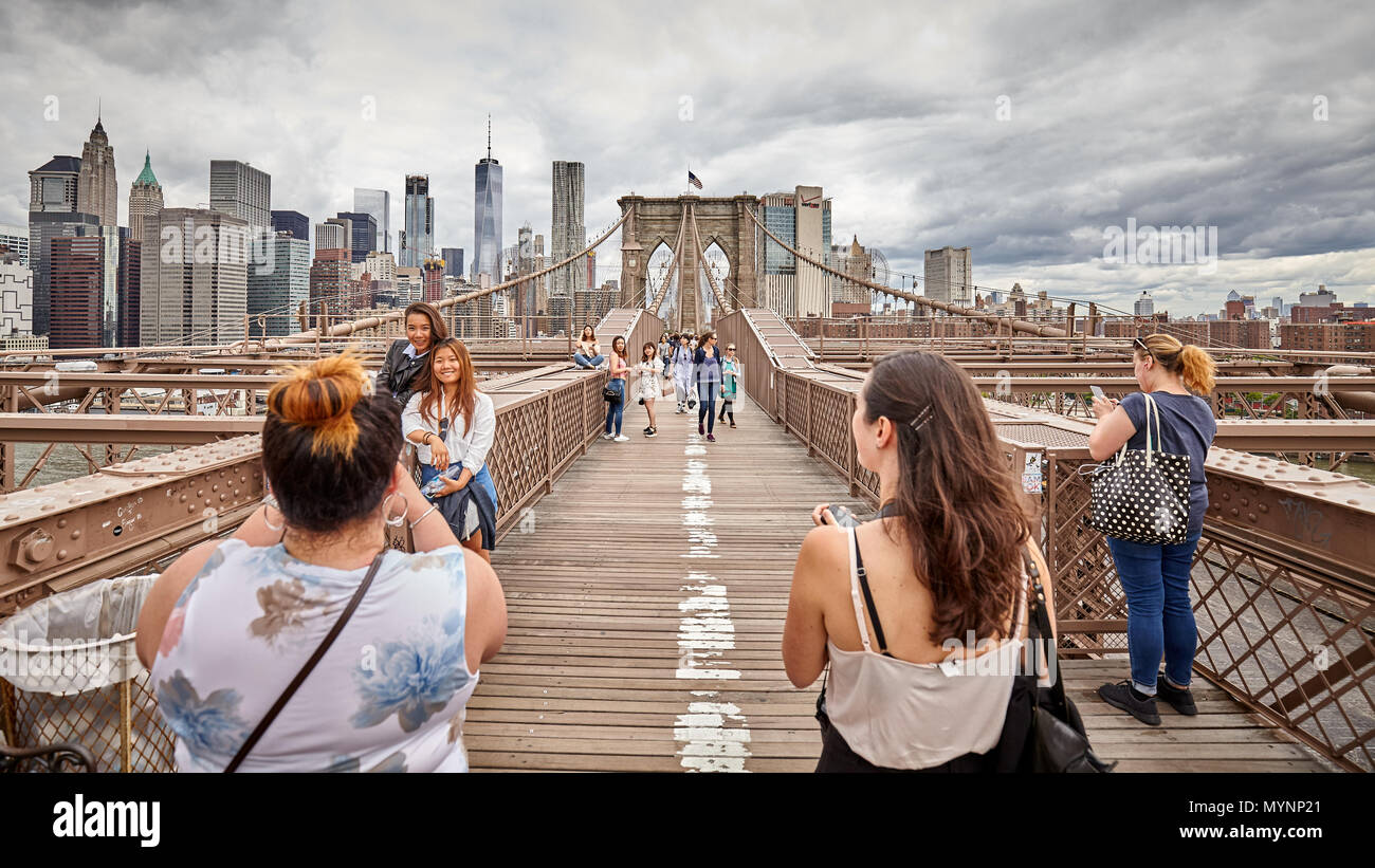 New York City, USA - May 27, 2017: Tourists take pictures on the ...