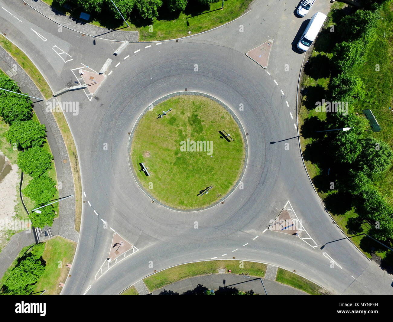Aerial drone view of UK roundabout Stock Photo Alamy