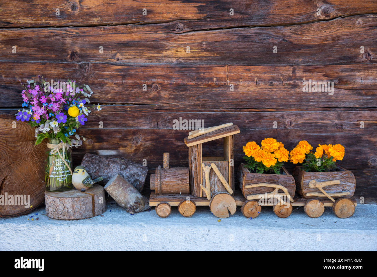 Europe, Switzerland, Bern, Bernese Oberland, Birg, wood train toy at