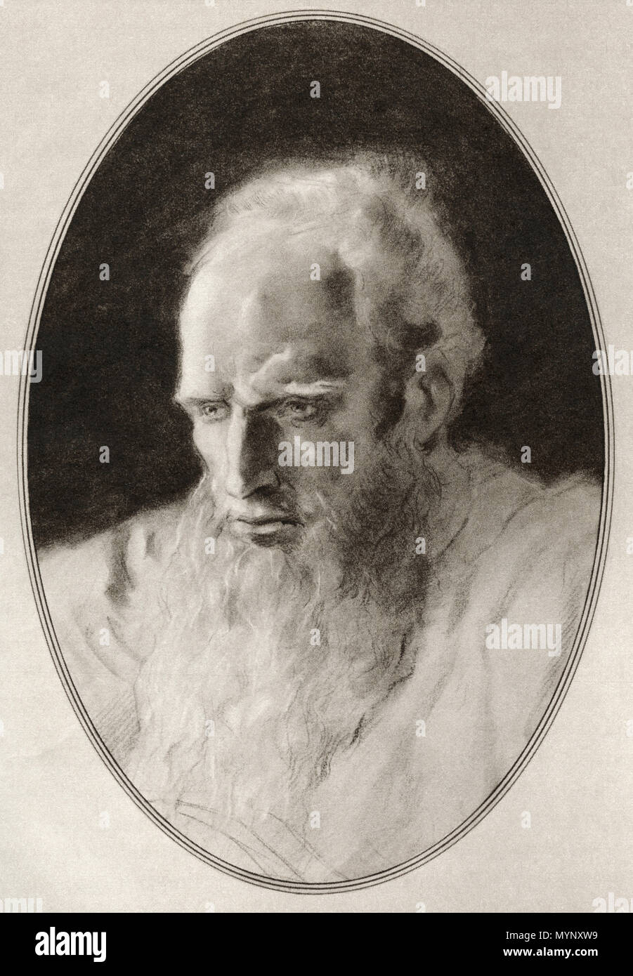 Archimedes of Syracuse, c. 287 – c. 212 BC.  Greek mathematician, physicist, engineer, inventor, and astronomer.  Illustration by Gordon Ross, American artist and illustrator (1873-1946), from Living Biographies of Famous Men. Stock Photo