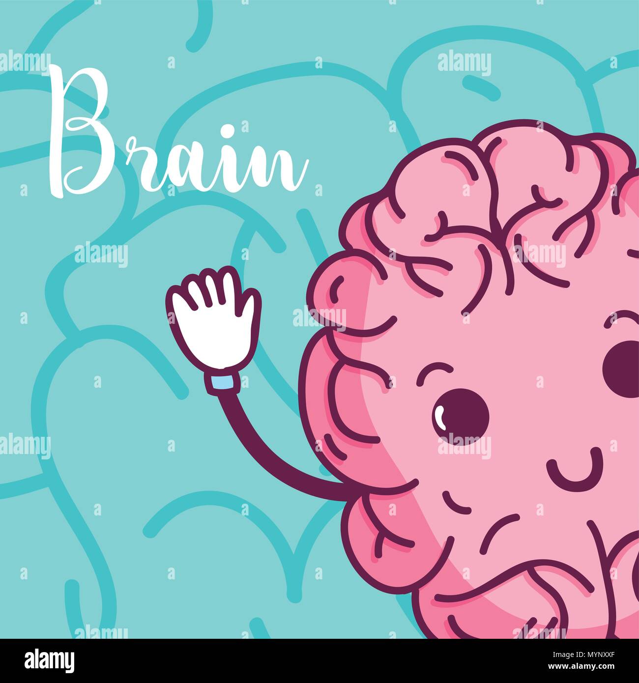 Cute brain cartoon Stock Vector
