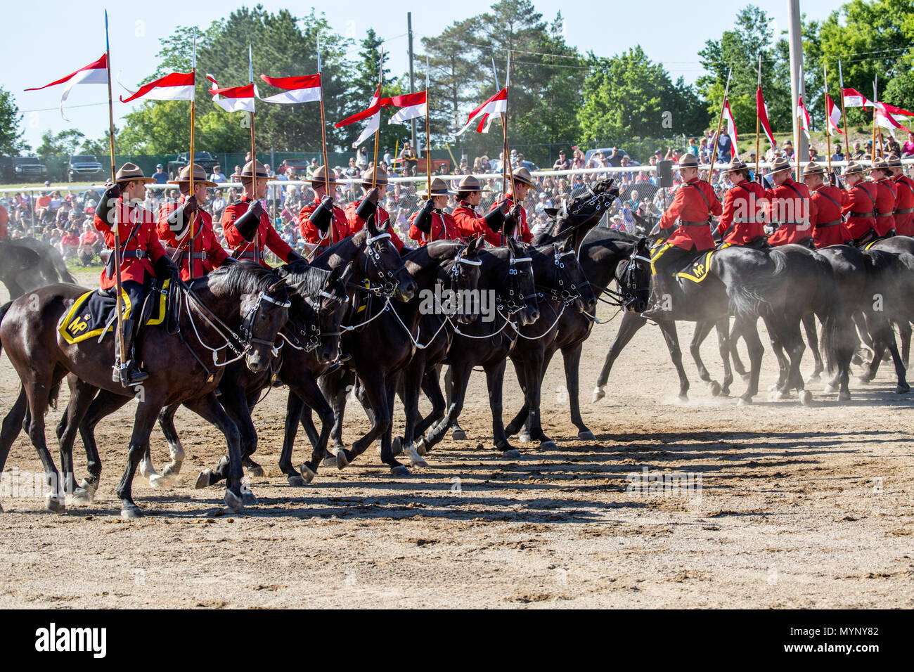 Royal Canadian Mounted Police RCMP musical ride. Beachburg Ontario Canada Stock Photo