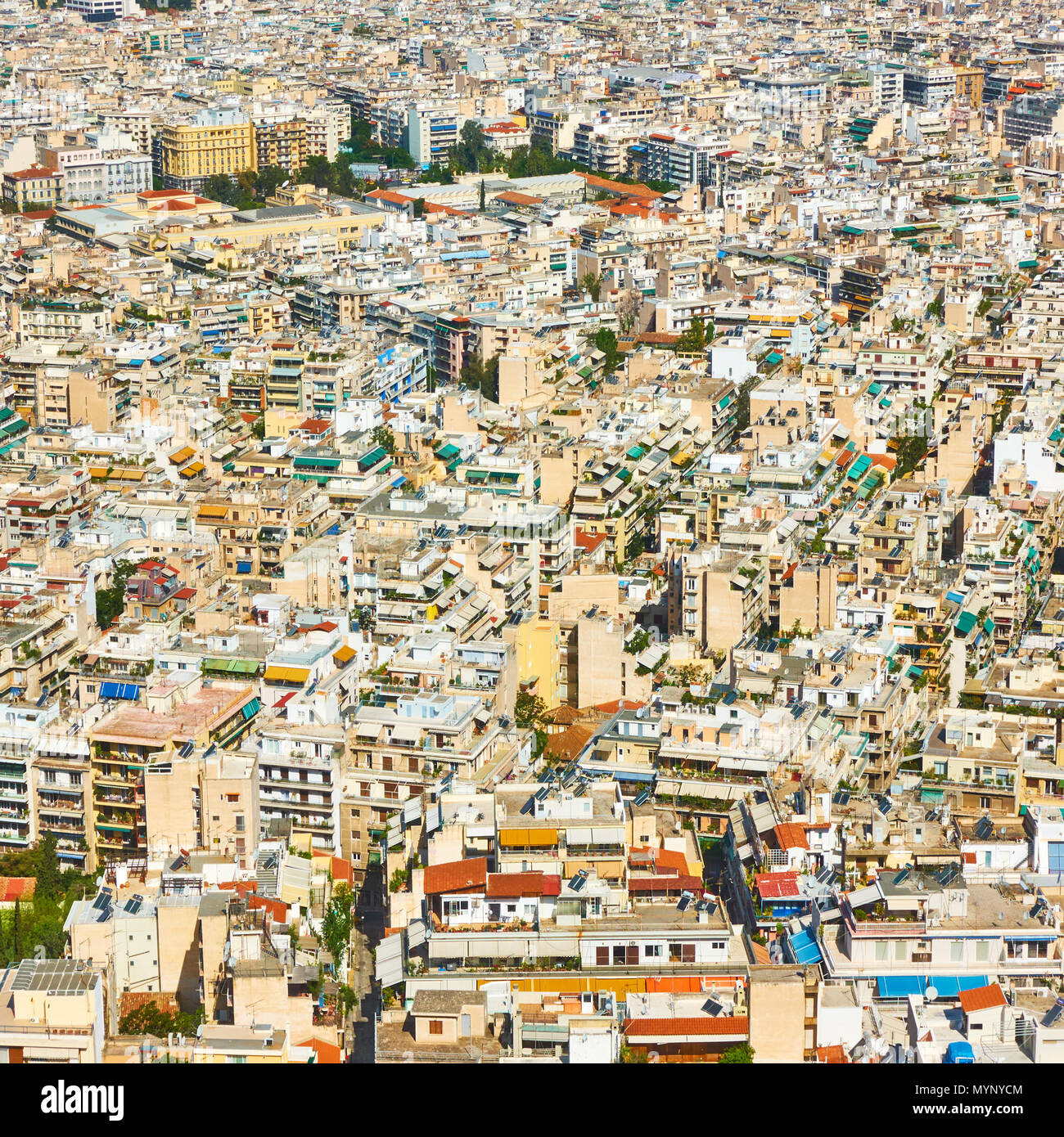 Residental areas of Athens city from Mount Lycabettus, Greece Stock ...