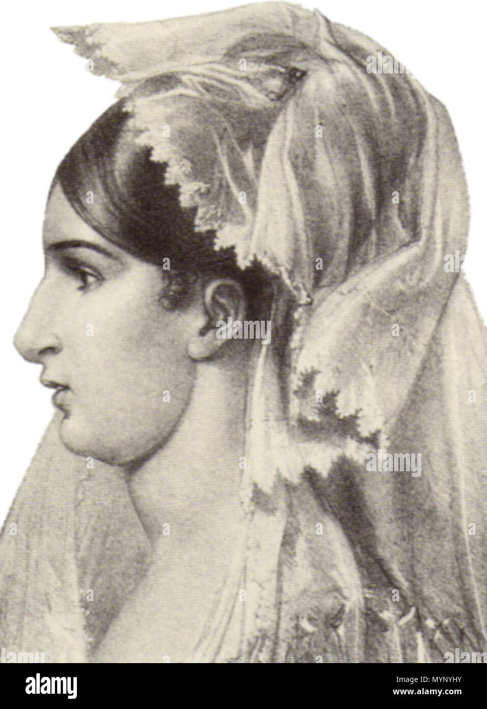 . English: English actress Fanny Kemble as Juliet in Shakespeare's Romeo and Juliet, circa 1830. circa 1830. Unknown, 19th century 444 R&amp;J-Fanny-Kemble-1830 Stock Photo