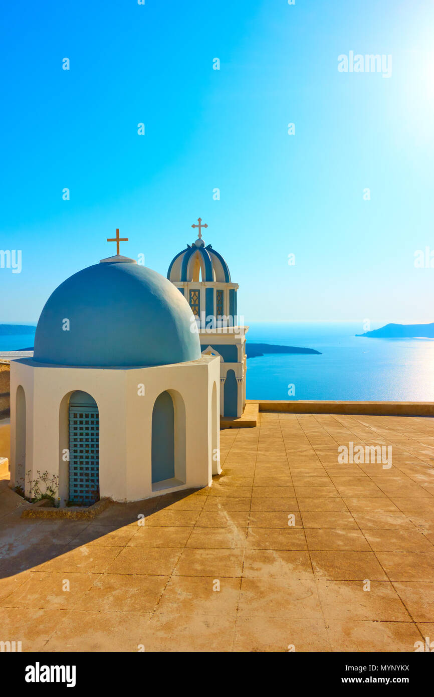 Surreal domes a Greek church in Santorini, Greece Stock Photo