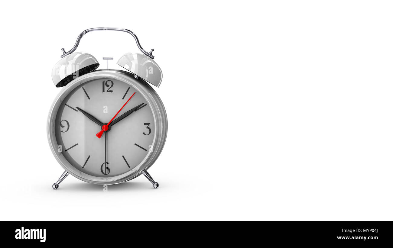White alarm clock. 3D render Stock Photo
