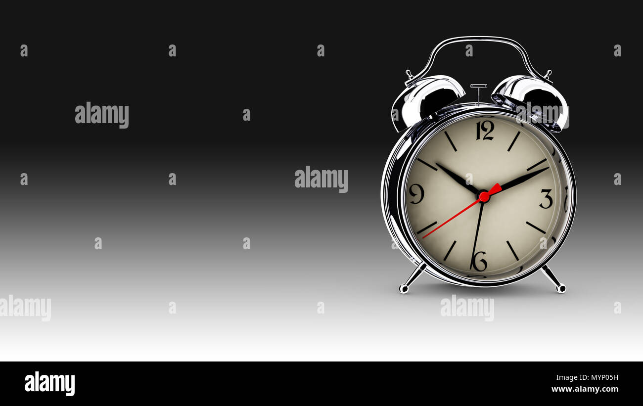 Metal alarm clock. 3D render Stock Photo