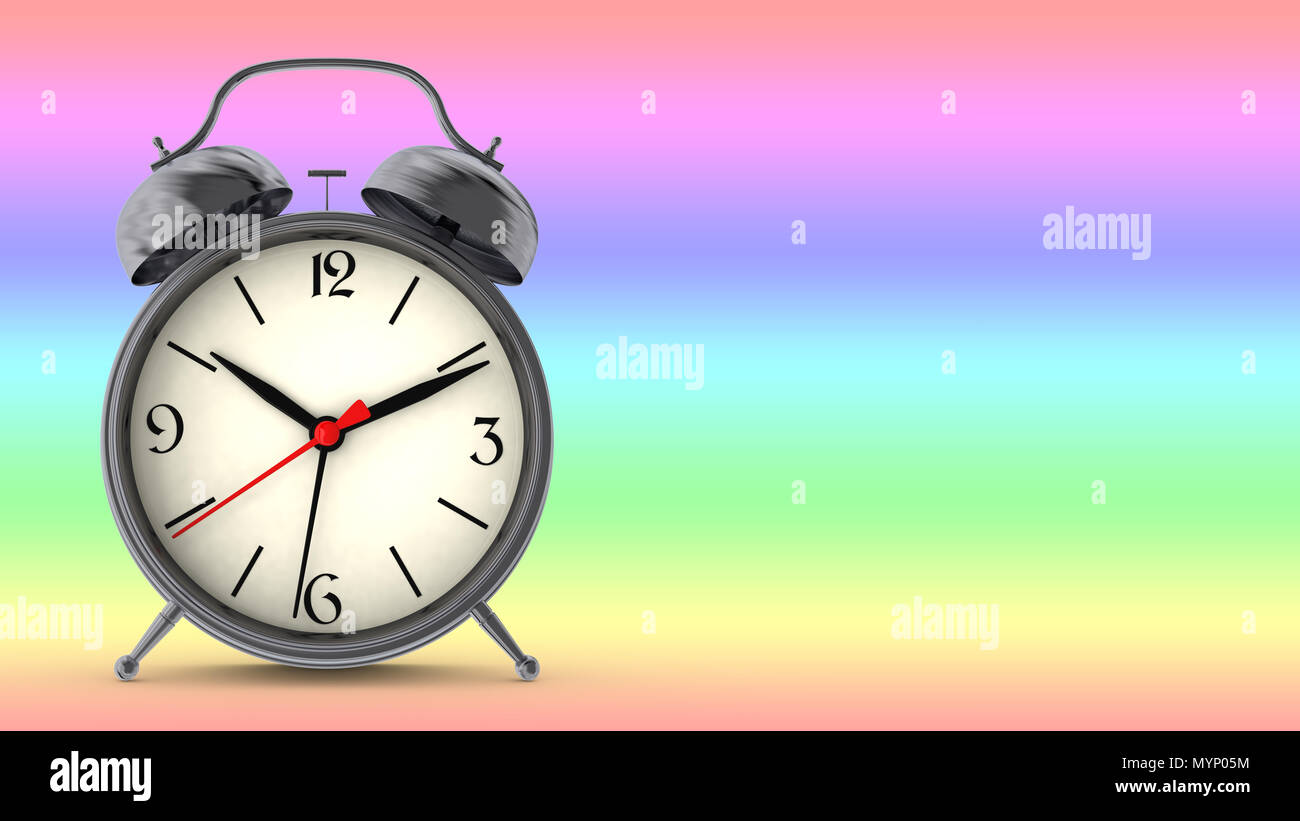 Metal alarm clock. 3D render Stock Photo