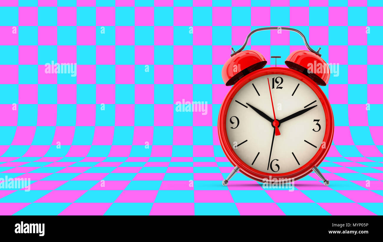 Red alarm clock. 3D render Stock Photo