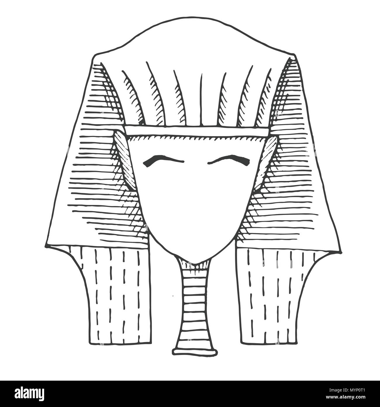 Sketch of a pharaoh's head without a face. Vector Stock Vector