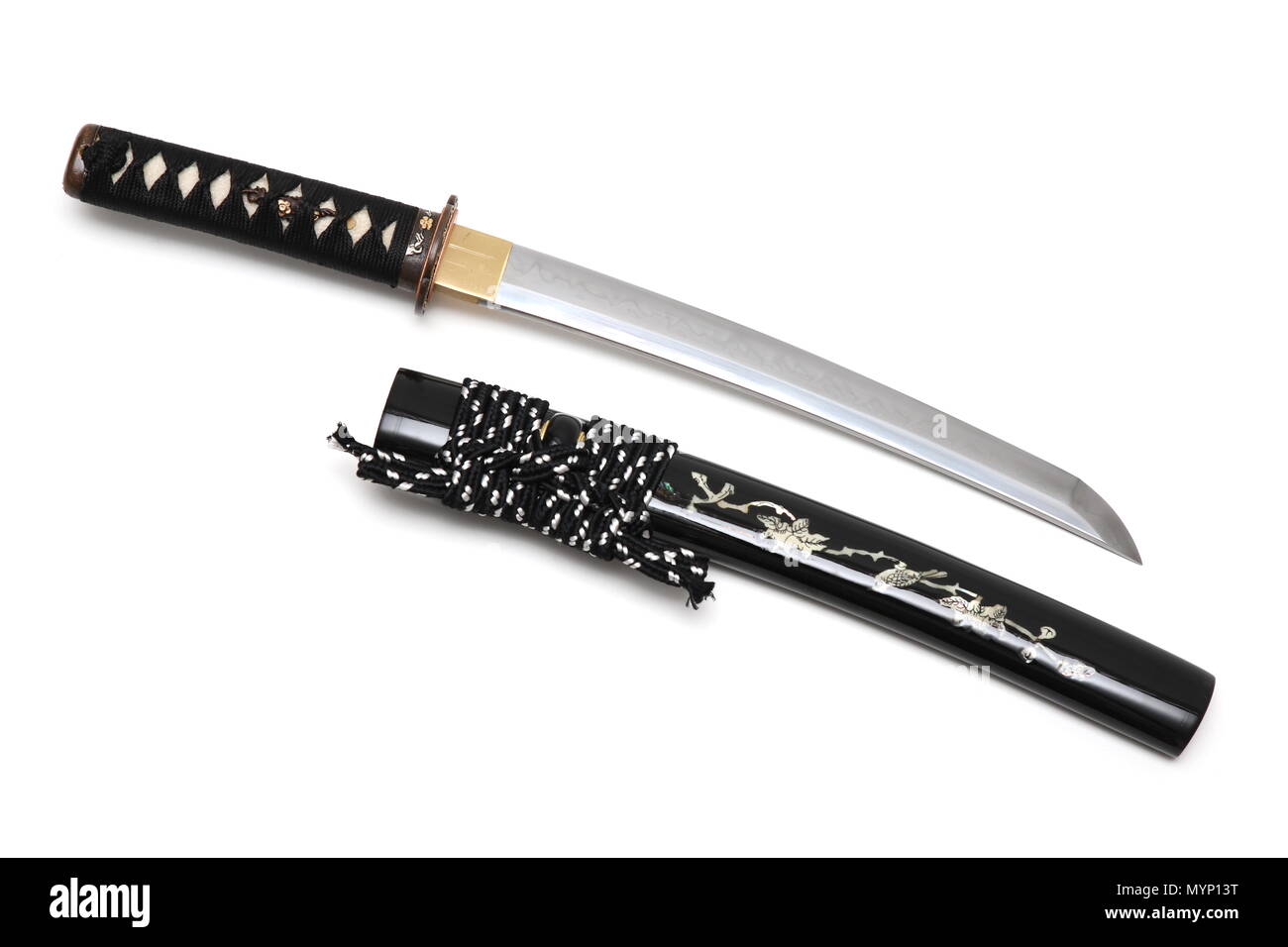 Aigushi or Tanto short Japanese sword with scabbard isolated in white  background Stock Photo - Alamy