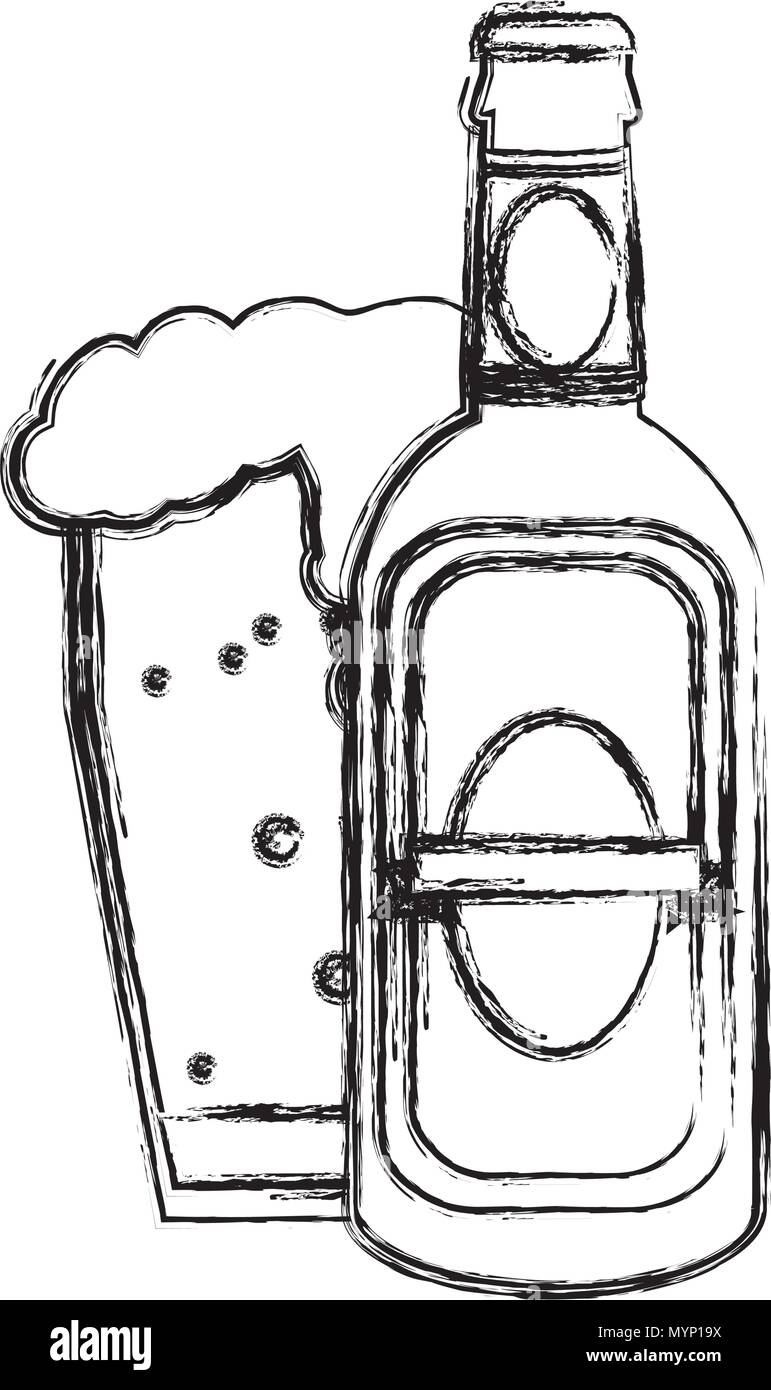 grunge liquor schnapps bottle and beer glass Stock Vector Image & Art