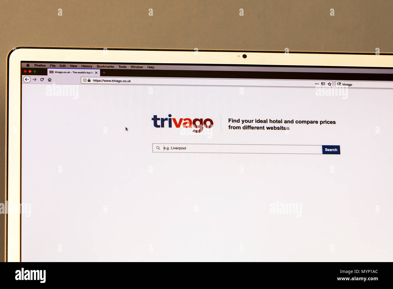 Trivago, Trivago home page, Trivago hotel price comparison site, hotel price comparison site, trivago price comparison, trivago website, trivago home Stock Photo