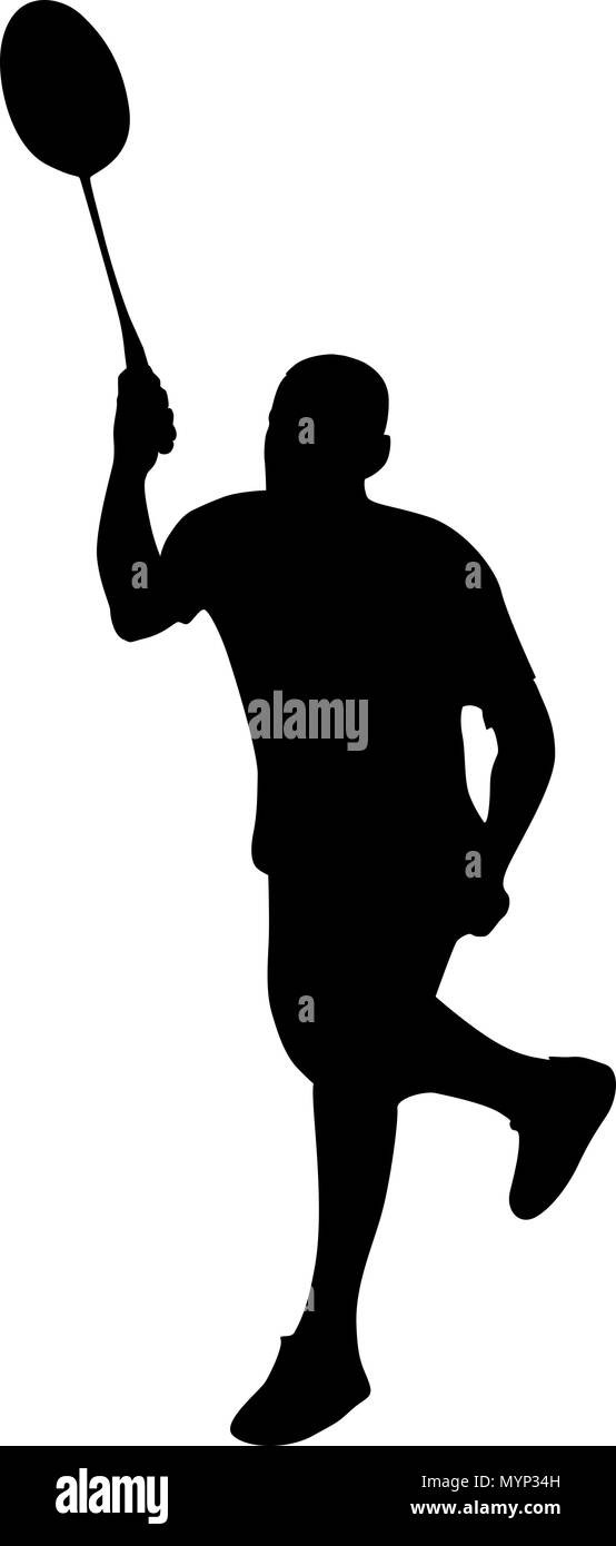 Young man playing badminton Stock Vector