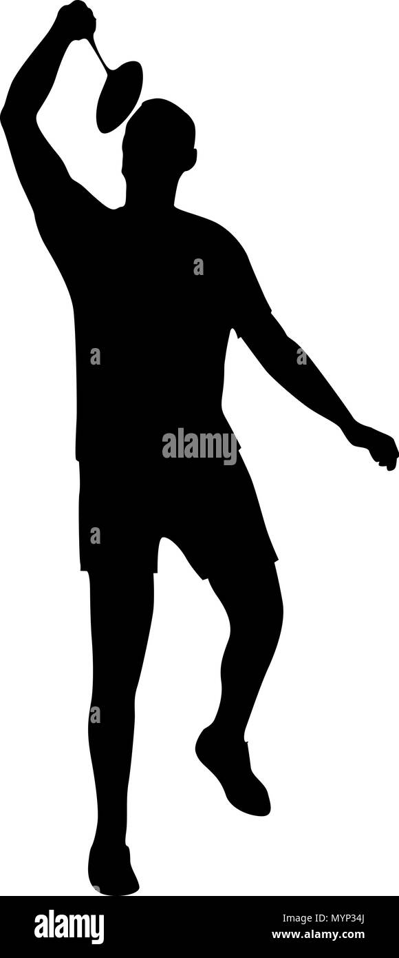 Young man playing badminton Stock Vector