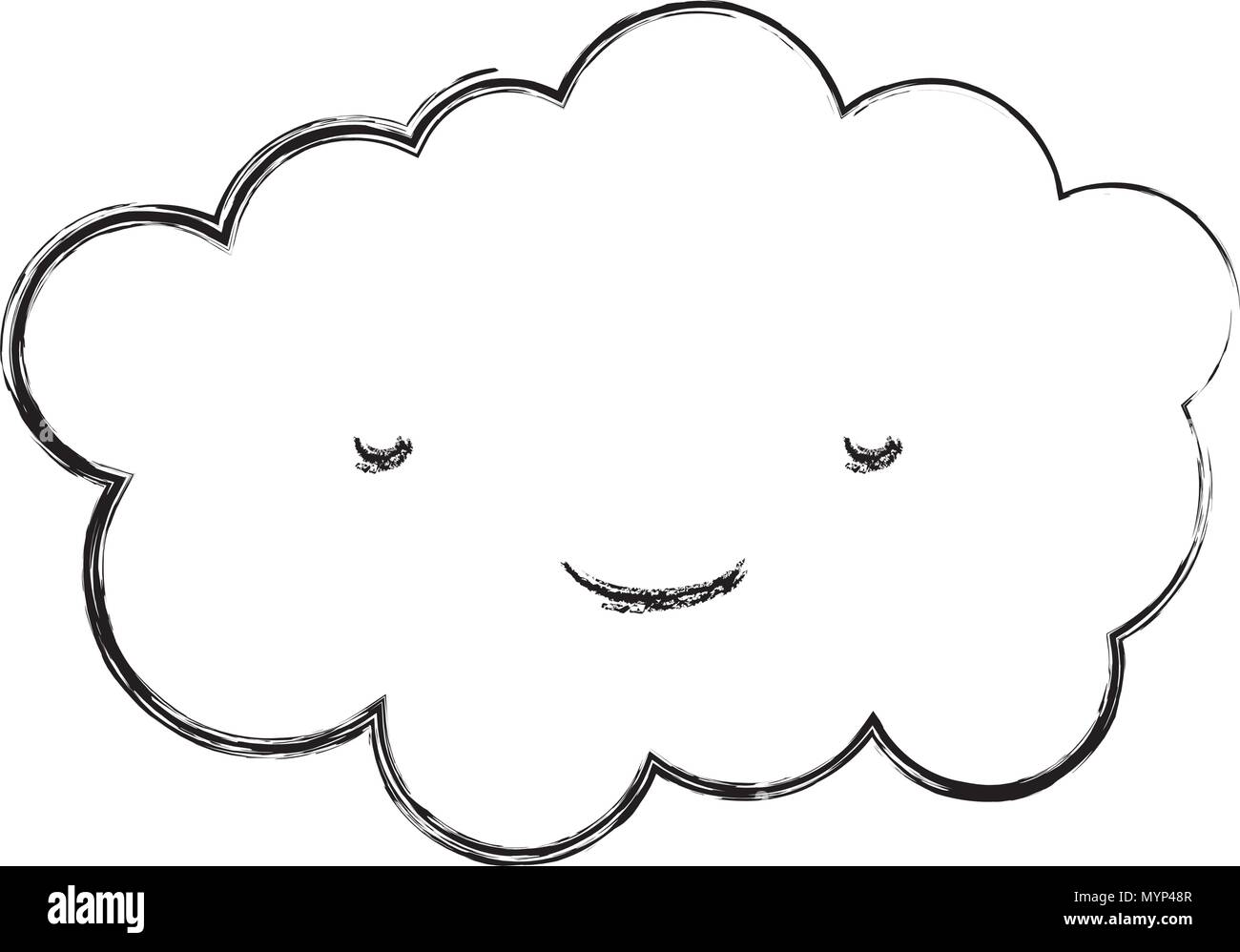 grunge kawaii cute and happy cloud fluffy weather Stock Vector Image ...