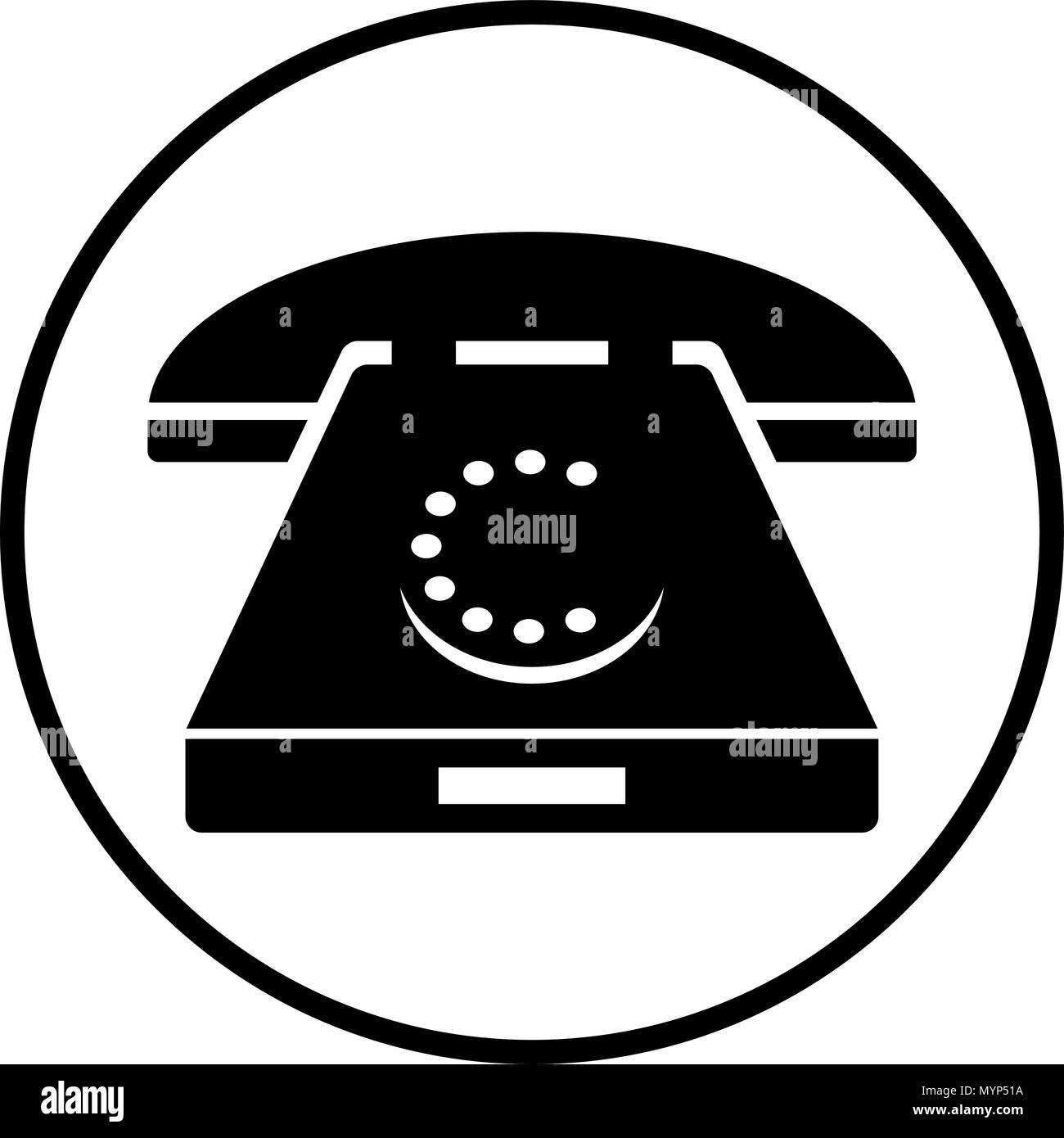 Illustration of a rotary phone, black Stock Vector