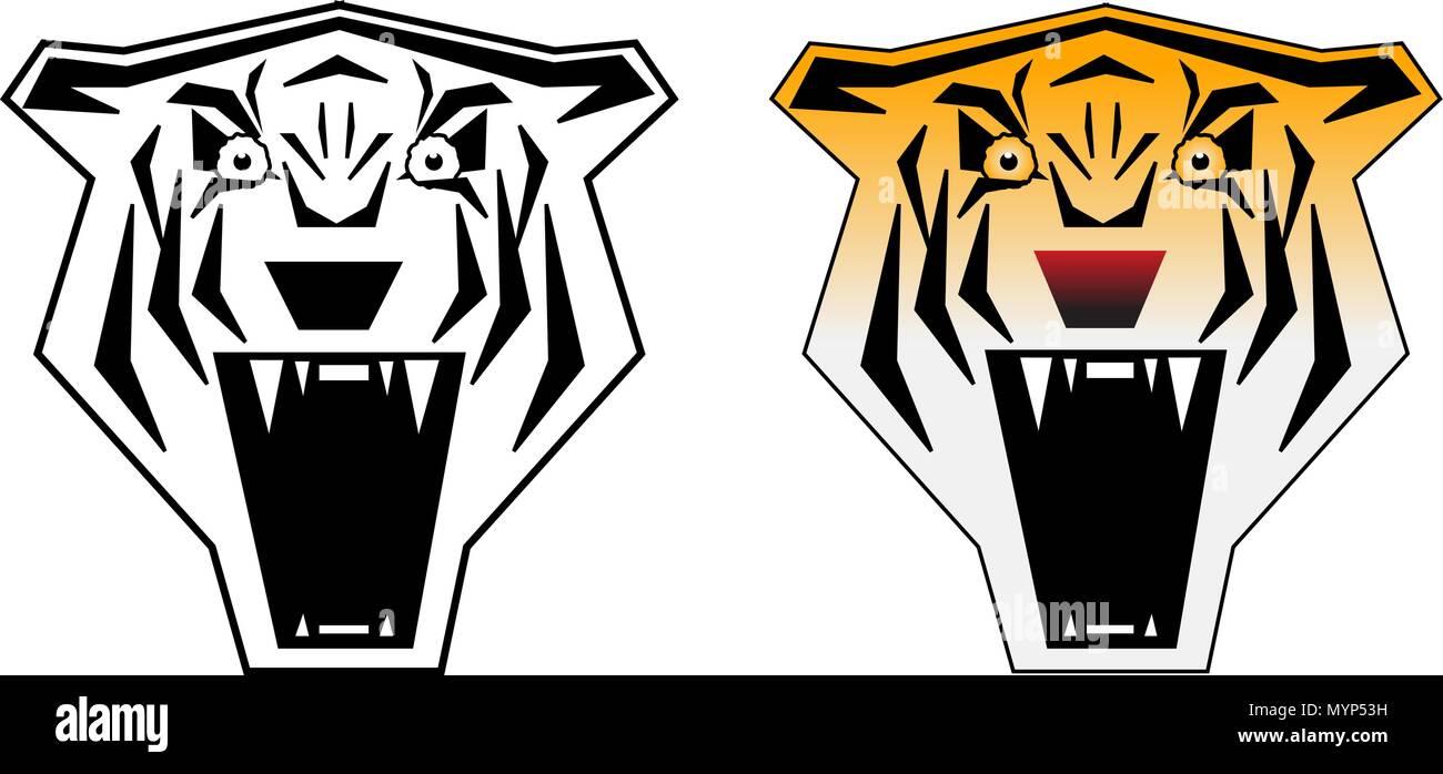Angry tigers face Stock Vector