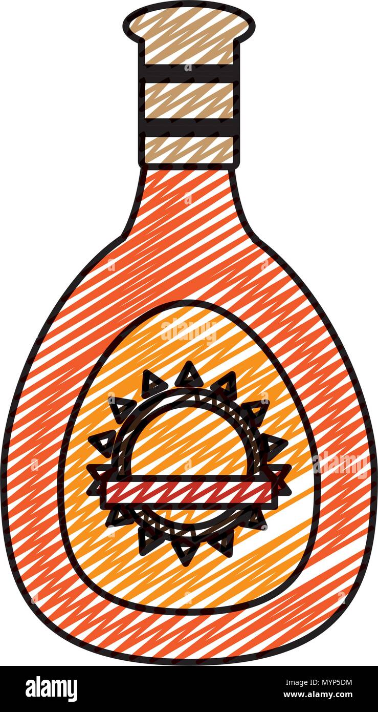 doodle wiskey bottle liquor alcohol beverage Stock Vector