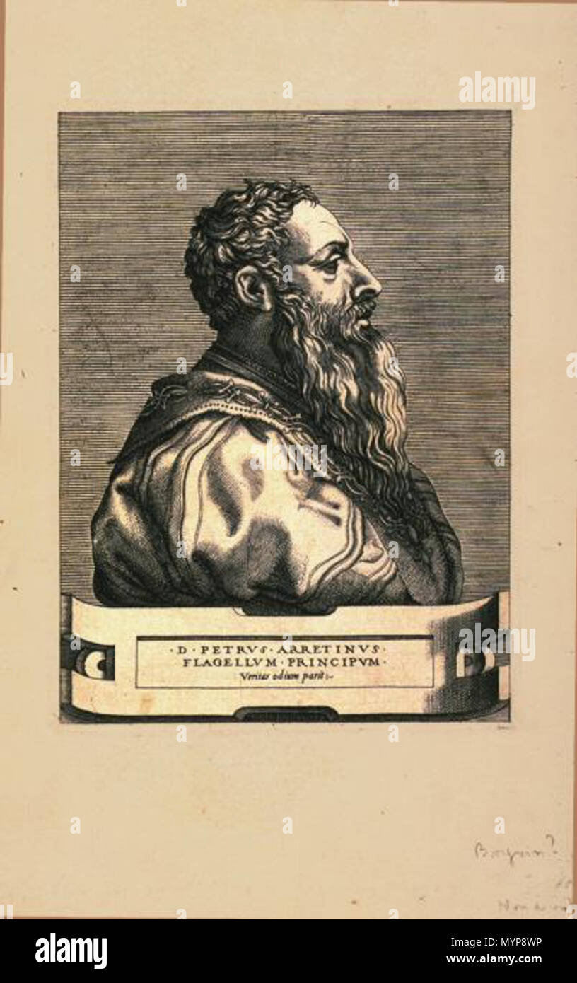 . Portrait of Pietro Aretino . mid-16th century. Anonymous, French 422 Pietro Aretino-french Stock Photo