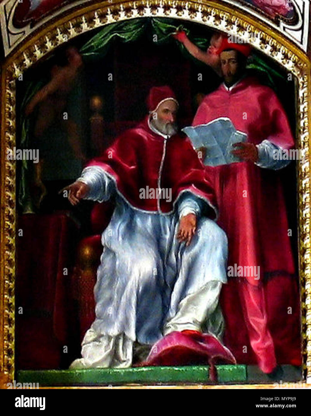 . English: Pope Pius IV and his nephew Cardinal Mark Sittich von Hohenems . 20 September 2012, 00:52:56. Unknown 424 Pius IV und Kardinal Markus Sittikus III 02 Stock Photo