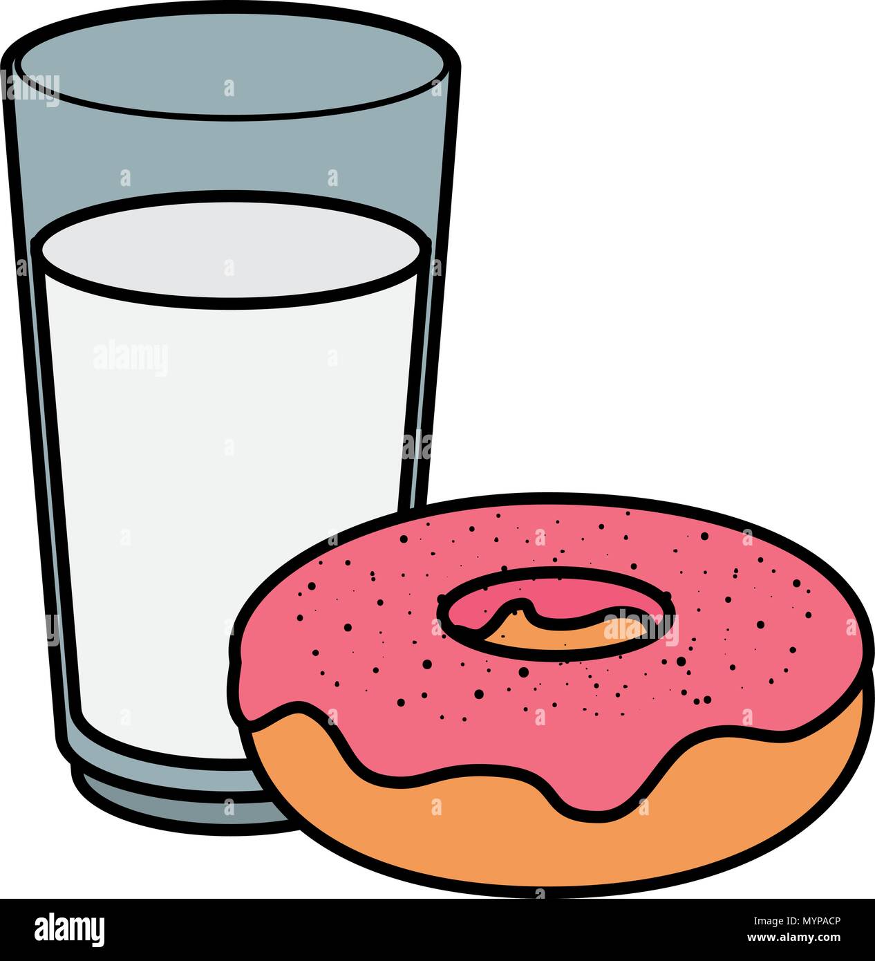fresh milk glass and sweet donut Stock Vector Image & Art - Alamy
