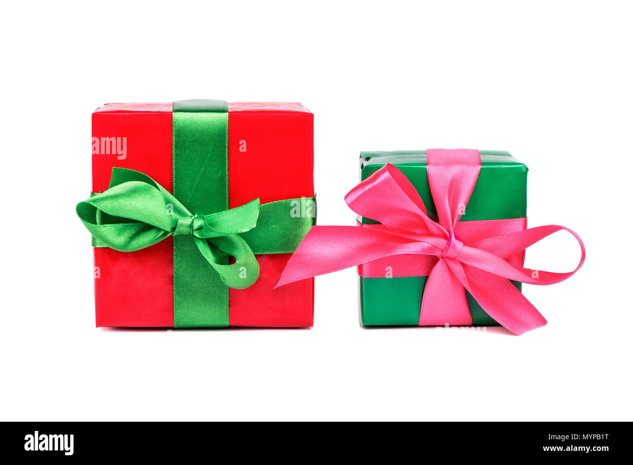 Big Green And Red Bows For Gift Wrapping Isolated On White Background.  Stock Photo, Picture and Royalty Free Image. Image 154789143.