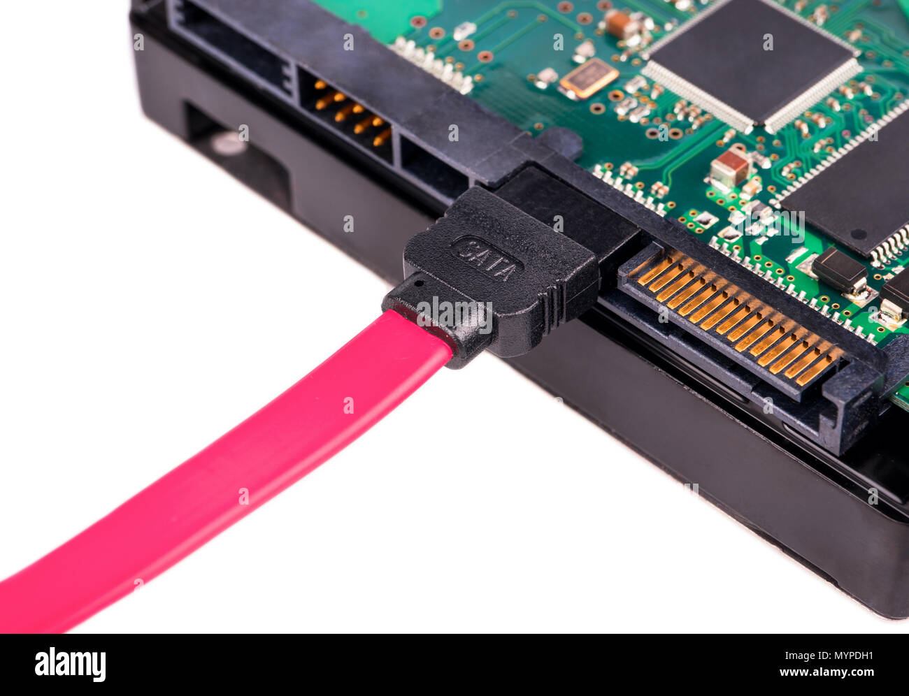 Hard disk drive (HDD) connected to the sata cable close-up Stock Photo -  Alamy