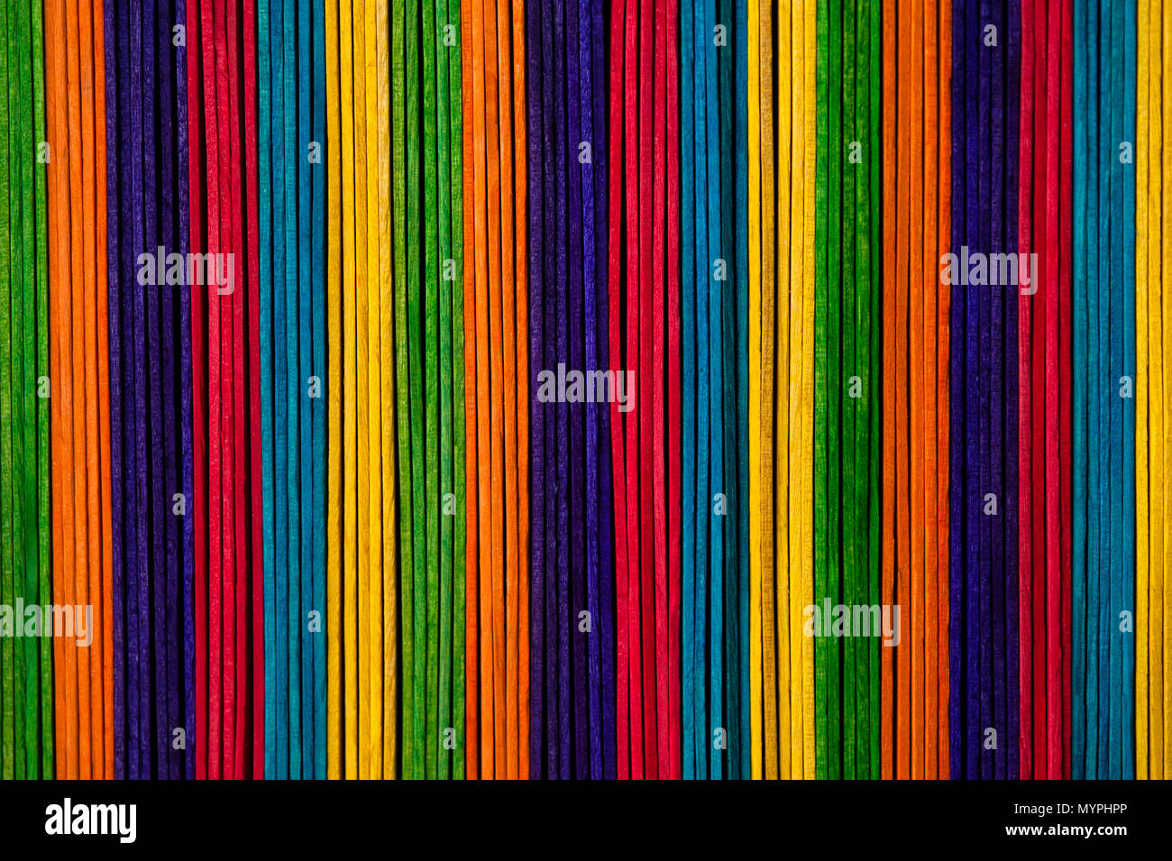 Colorful Scattered Wooden Multicolored Popsicle Sticks Stock Photo